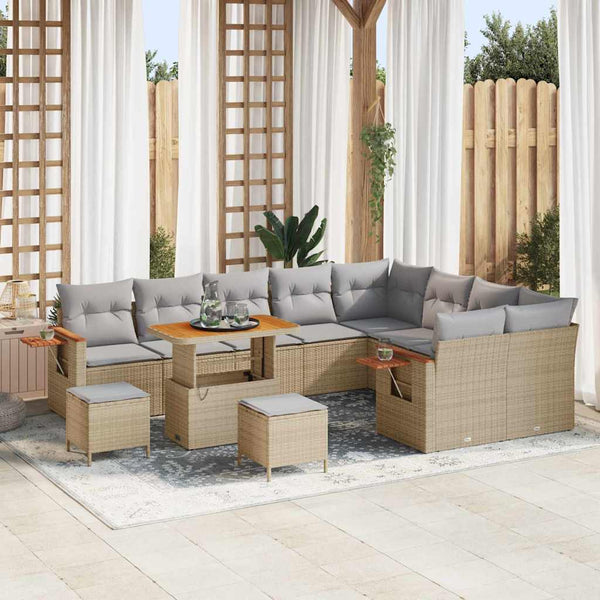 Tuin Sofa Set Met Kussen Met Opslag 12 Pcs Poly Riet