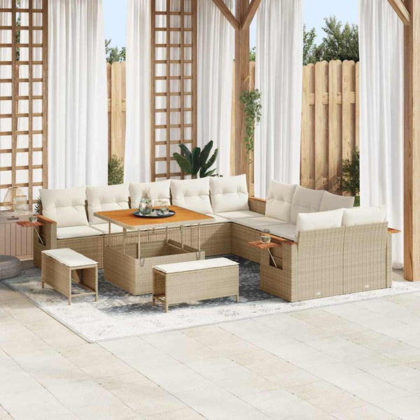 Tuin Sofa Set Met Kussen Met Opslag 13 Pcs Poly Riet