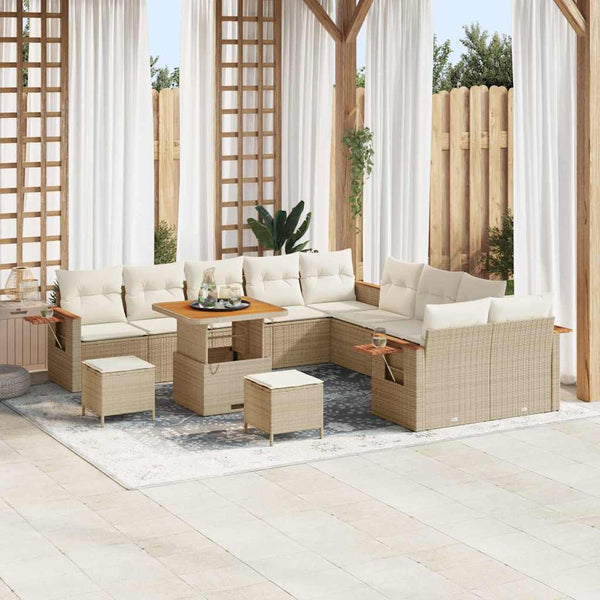Tuin Sofa Set Met Kussen Met Opslag 13 Pcs Poly Riet