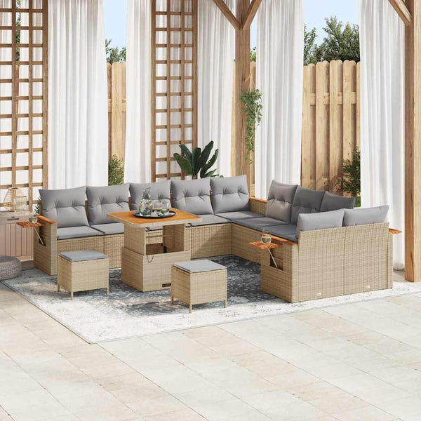 Tuin Sofa Set Met Kussen Met Opslag 13 Pcs Poly Riet