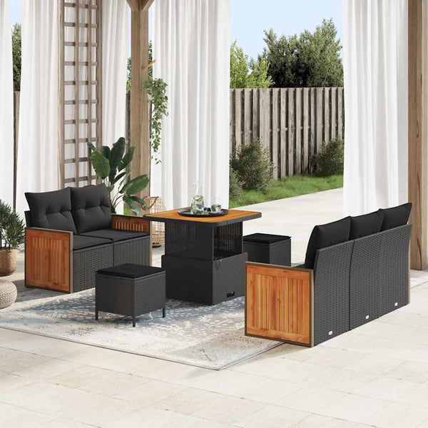 Tuin Sofa Set Met Kussen Met Opslag 8 Pcs Poly Riet
