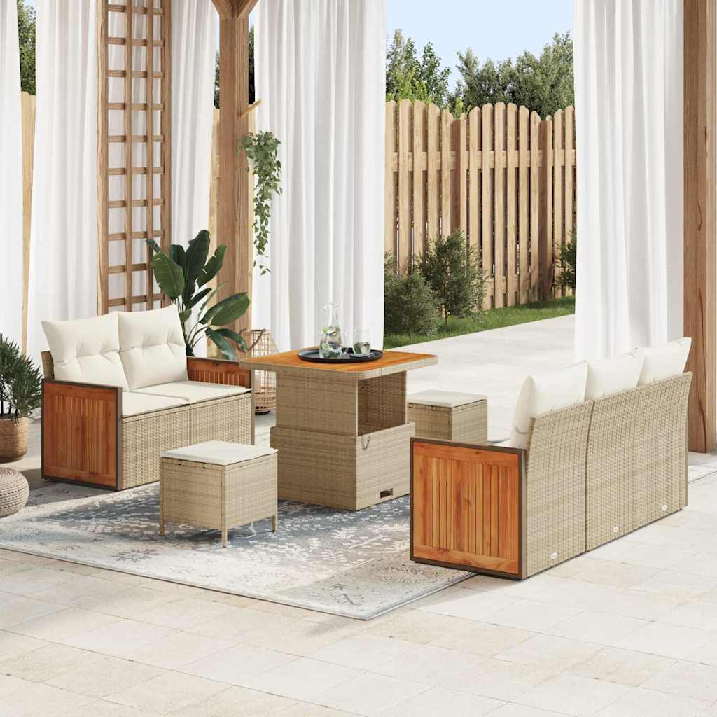 Tuin Sofa Set Met Kussen Met Opslag 8 Pcs Poly Riet