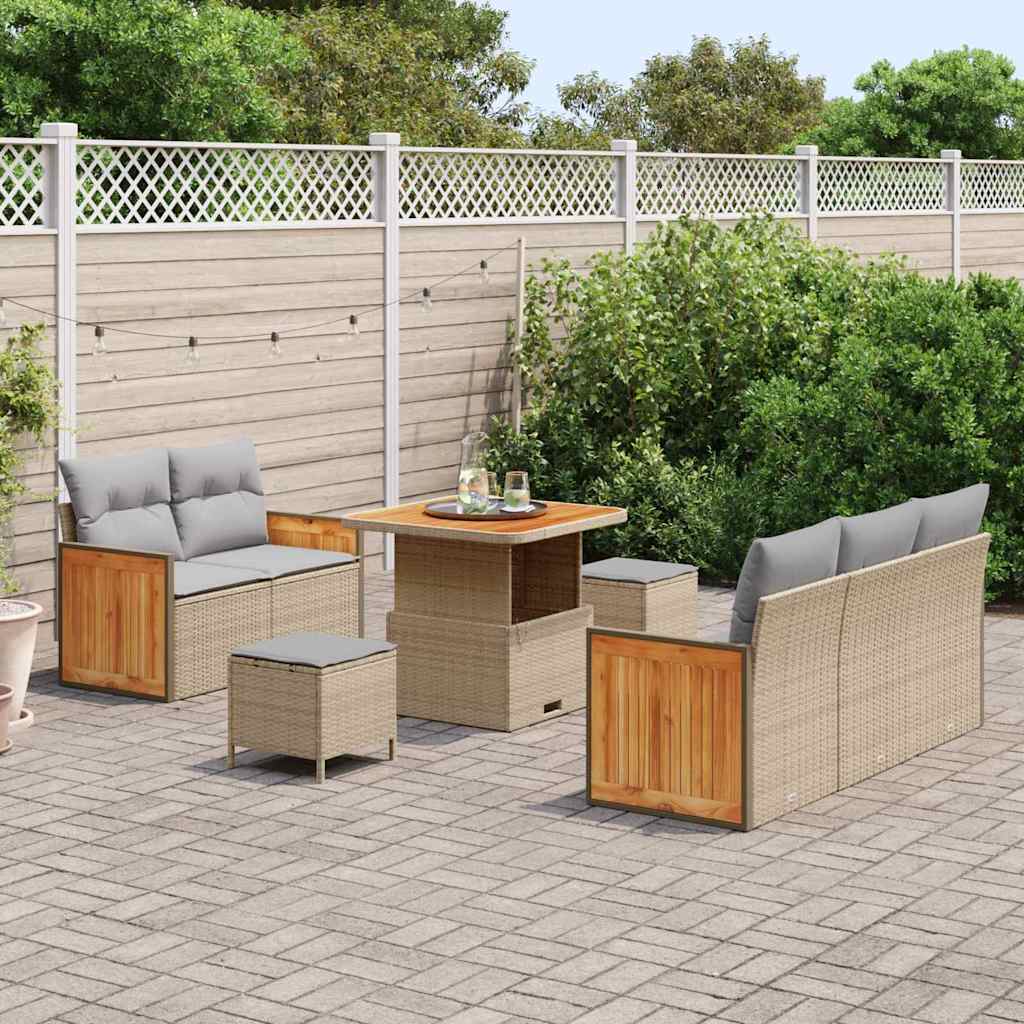 Tuin Sofa Set Met Kussen Met Opslag 8 Pcs Poly Riet