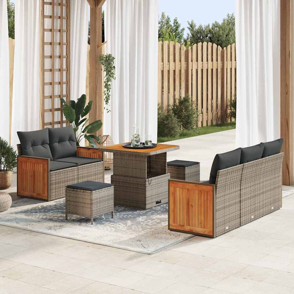 Tuin Sofa Set Met Kussen Met Opslag 8 Pcs Poly Riet