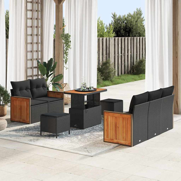 Tuin Sofa Set Met Kussen Met Opslag 8 Pcs Poly Riet