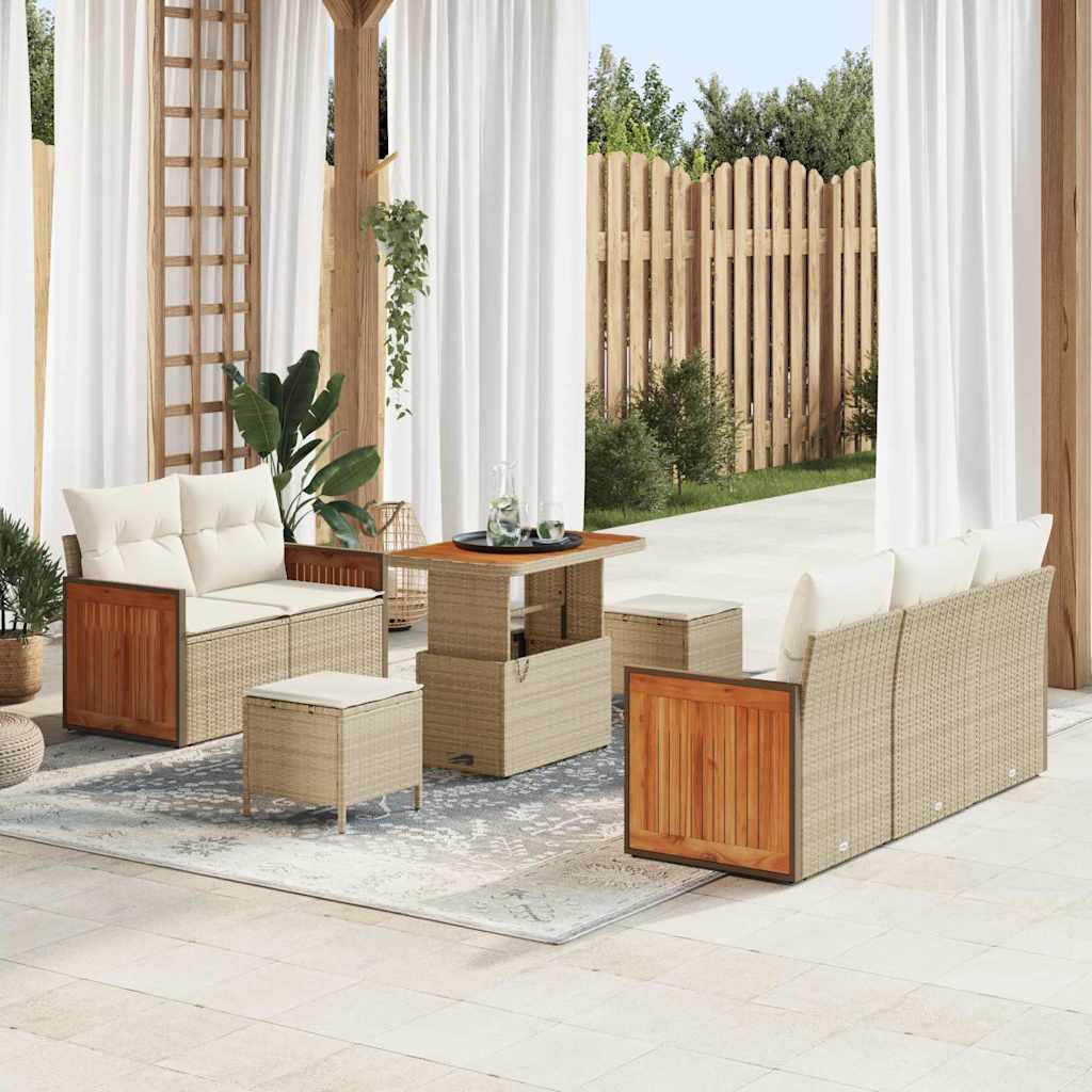 Tuin Sofa Set Met Kussen Met Opslag 8 Pcs Poly Riet