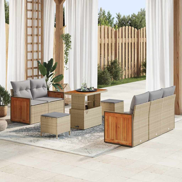 Tuin Sofa Set Met Kussen Met Opslag 8 Pcs Poly Riet