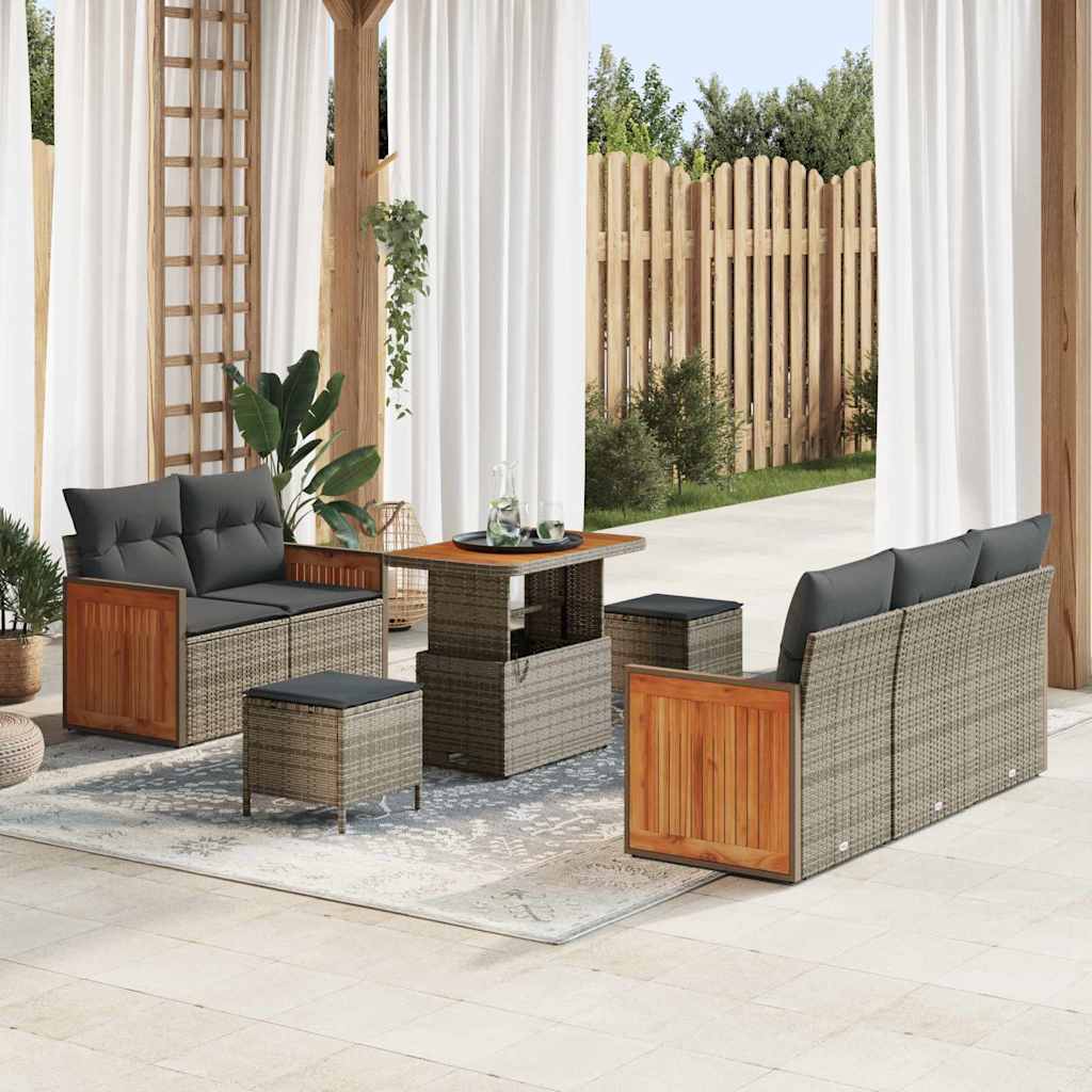 Tuin Sofa Set Met Kussen Met Opslag 8 Pcs Poly Riet