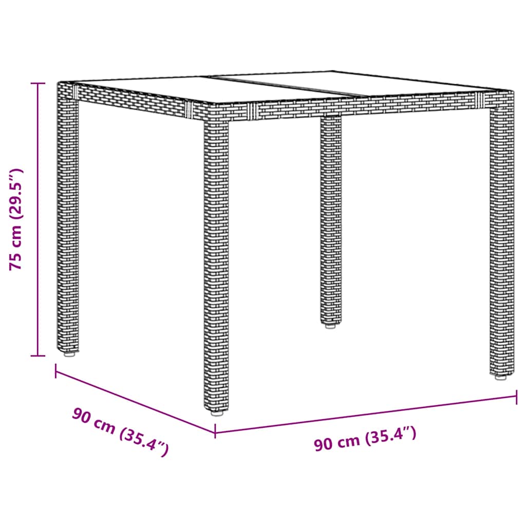 Tuin Eetset 3 Pcs 90 X 90 X 75 Cm Poly Rattan