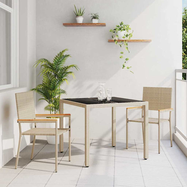 Tuin Eetset 3 Pcs 90 X 90 X 75 Cm Poly Rattan