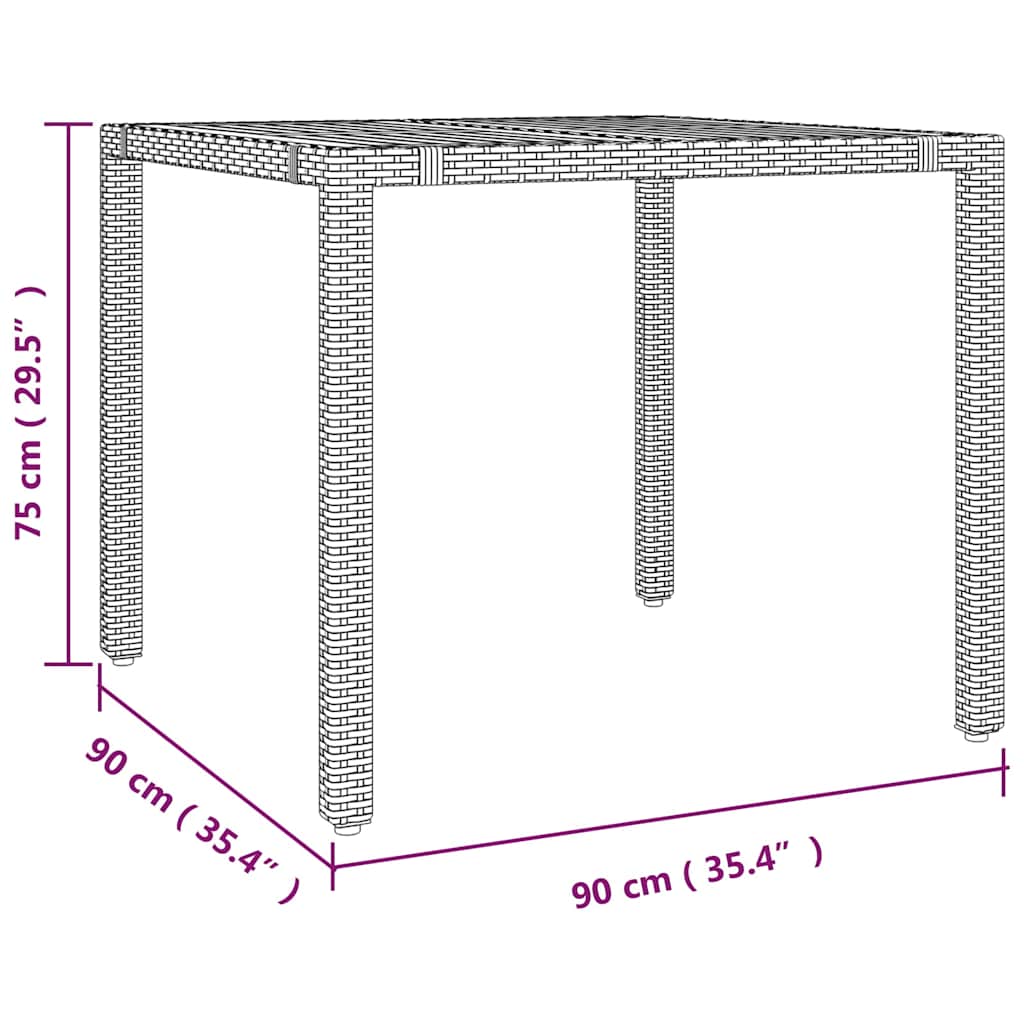 Tuin Eetset 3 Pcs 90 X 90 X 75 Cm Poly Rattan
