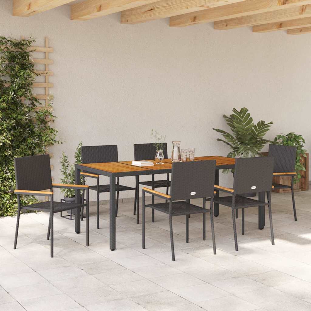 Tuin Eetset 7 Pcs 190 X 90 X 75 Cm Poly Rattan