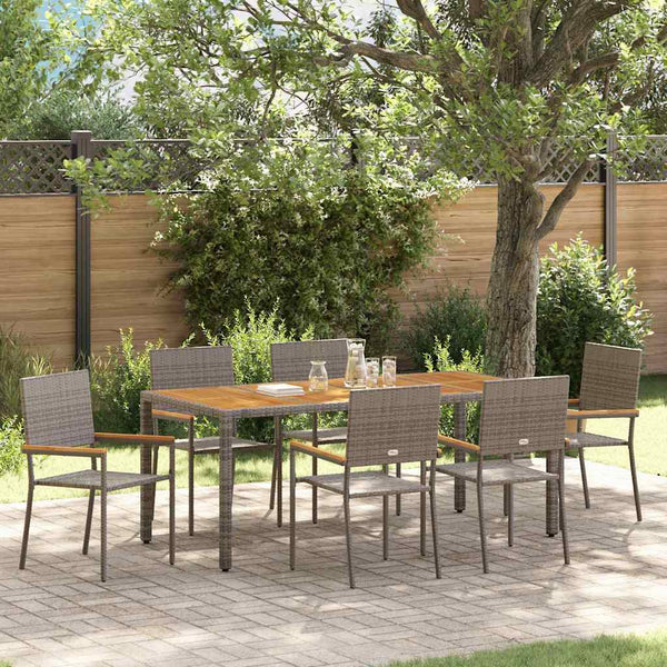 Tuin Eetset 7 Pcs 190 X 90 X 75 Cm Poly Rattan