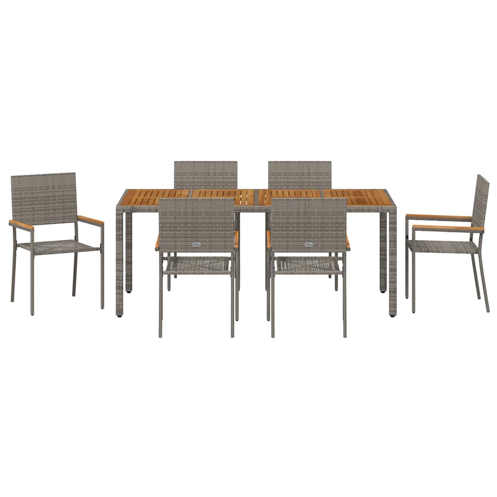 Tuin Eetset 7 Pcs 190 X 90 X 75 Cm Poly Rattan