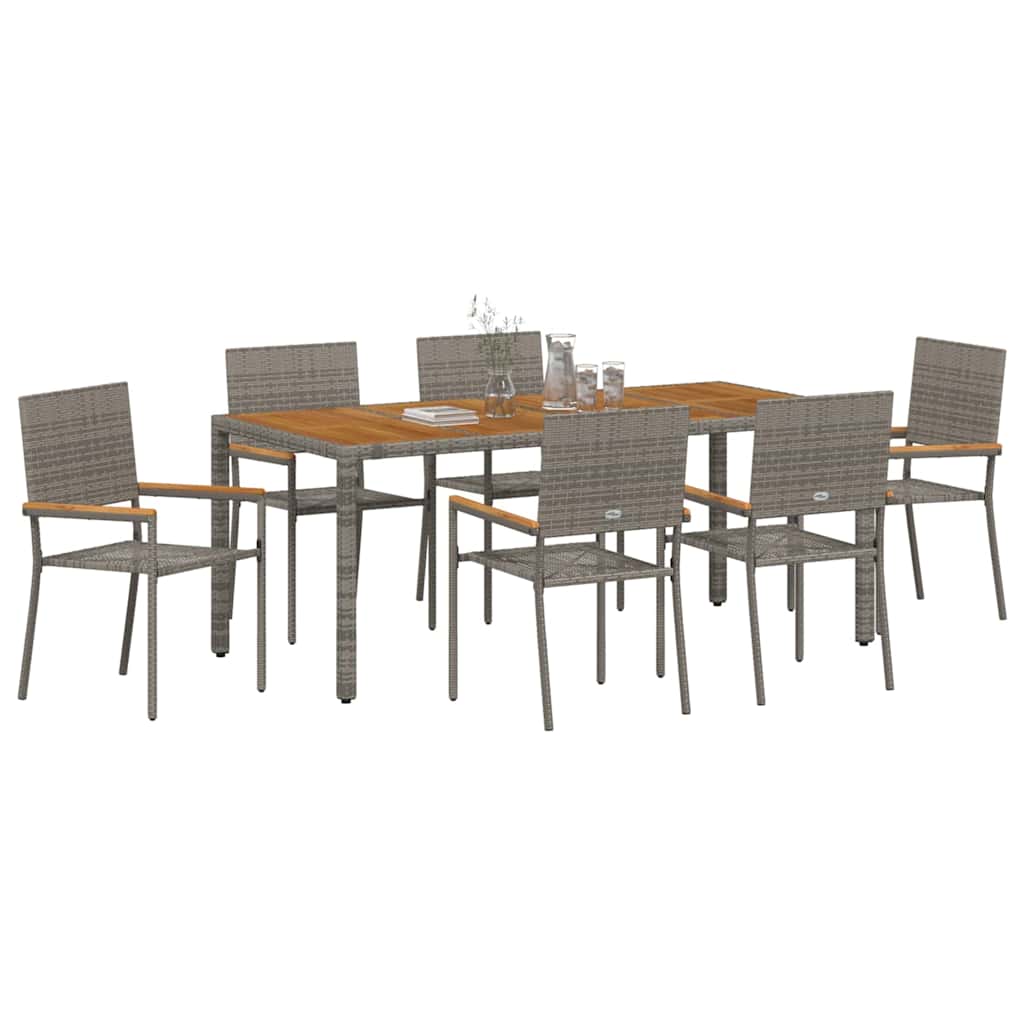 Tuin Eetset 7 Pcs 190 X 90 X 75 Cm Poly Rattan