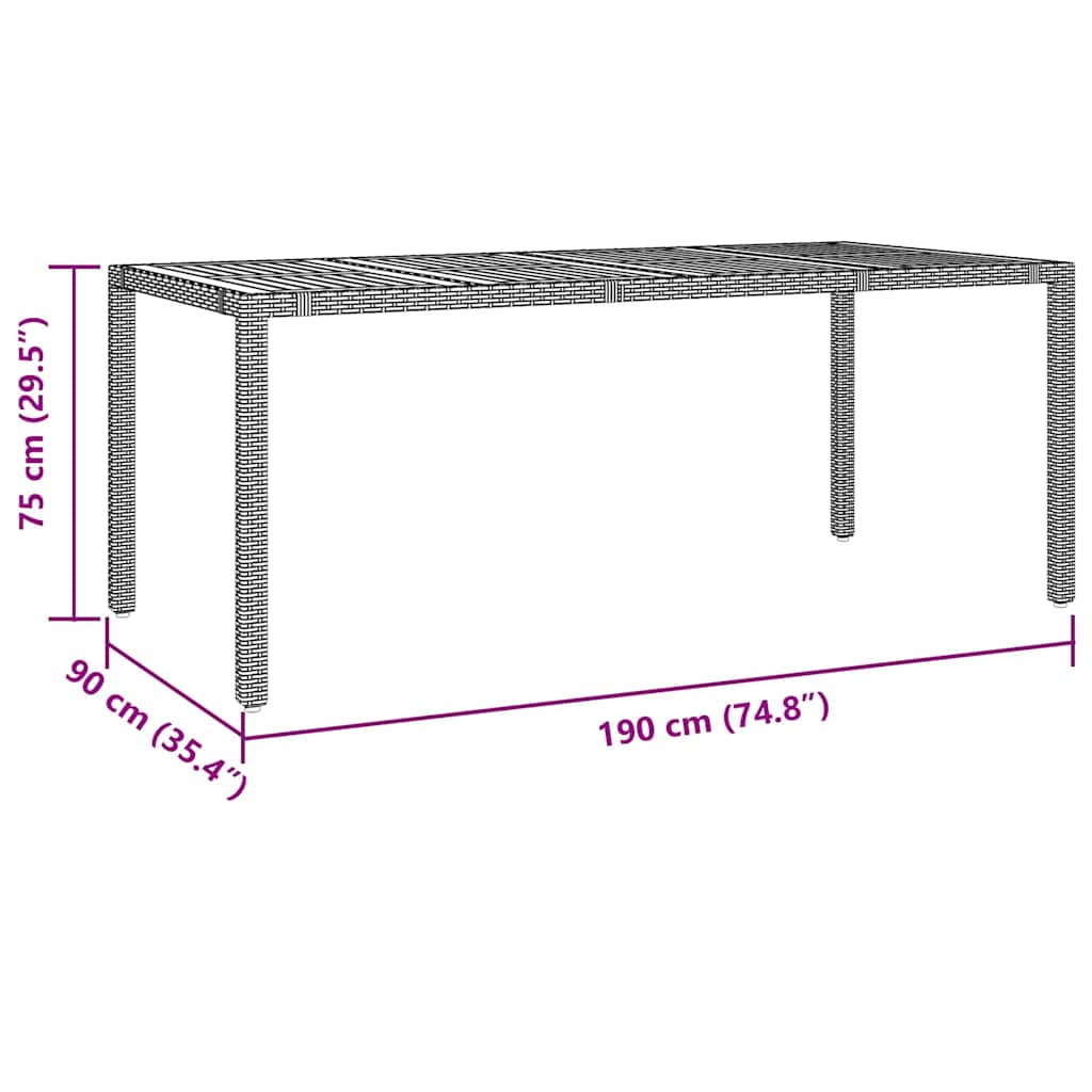 Tuin Eetset 7 Pcs 190 X 90 X 75 Cm Poly Rattan