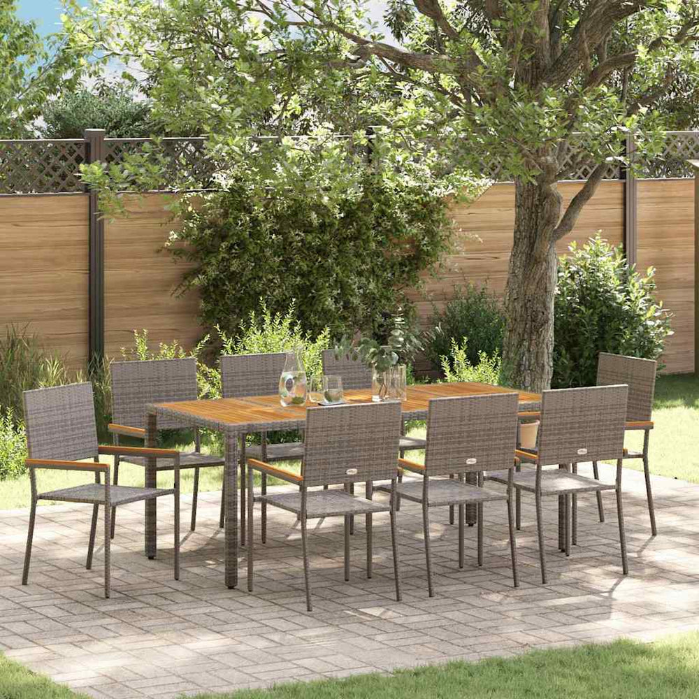 Tuin Eetset 9 Pcs 190 X 90 X 75 Cm Poly Rattan
