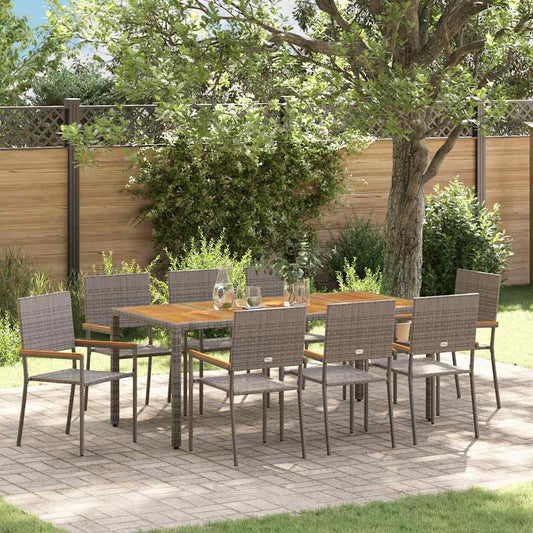 Tuin Eetset 9 Pcs 190 X 90 X 75 Cm Poly Rattan
