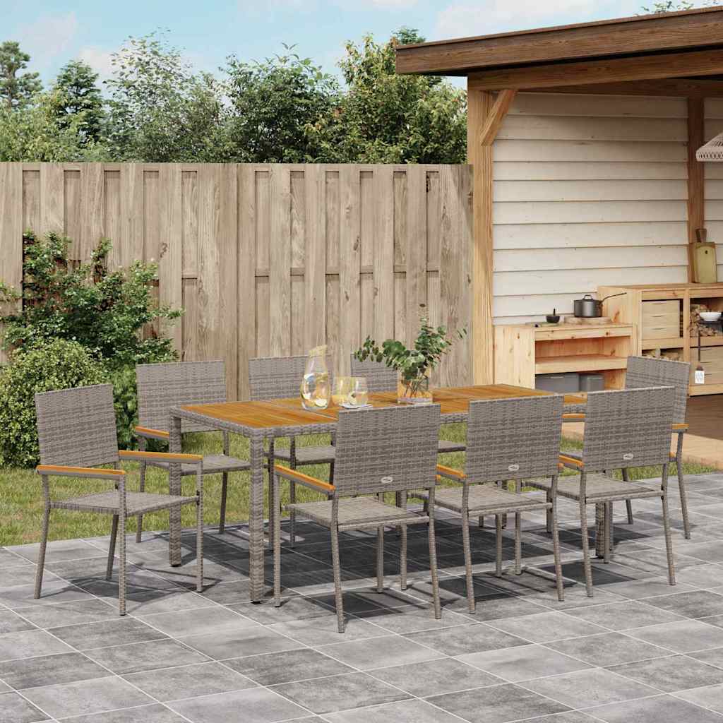 Tuin Eetset 9 Pcs 190 X 90 X 75 Cm Poly Rattan
