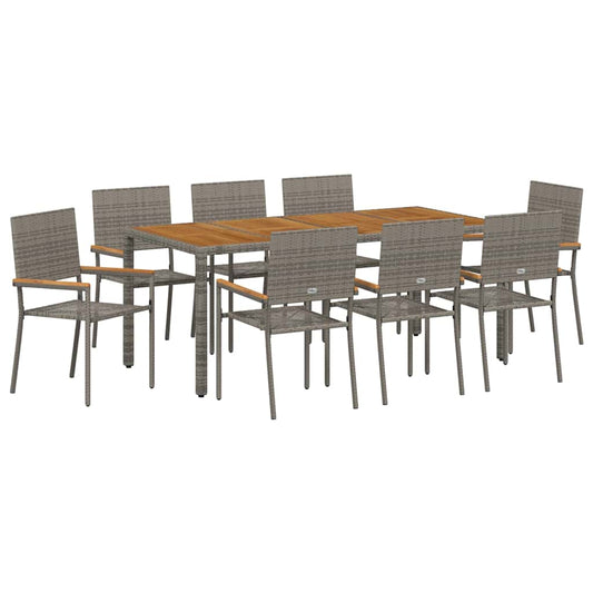 Tuin Eetset 9 Pcs 190 X 90 X 75 Cm Poly Rattan