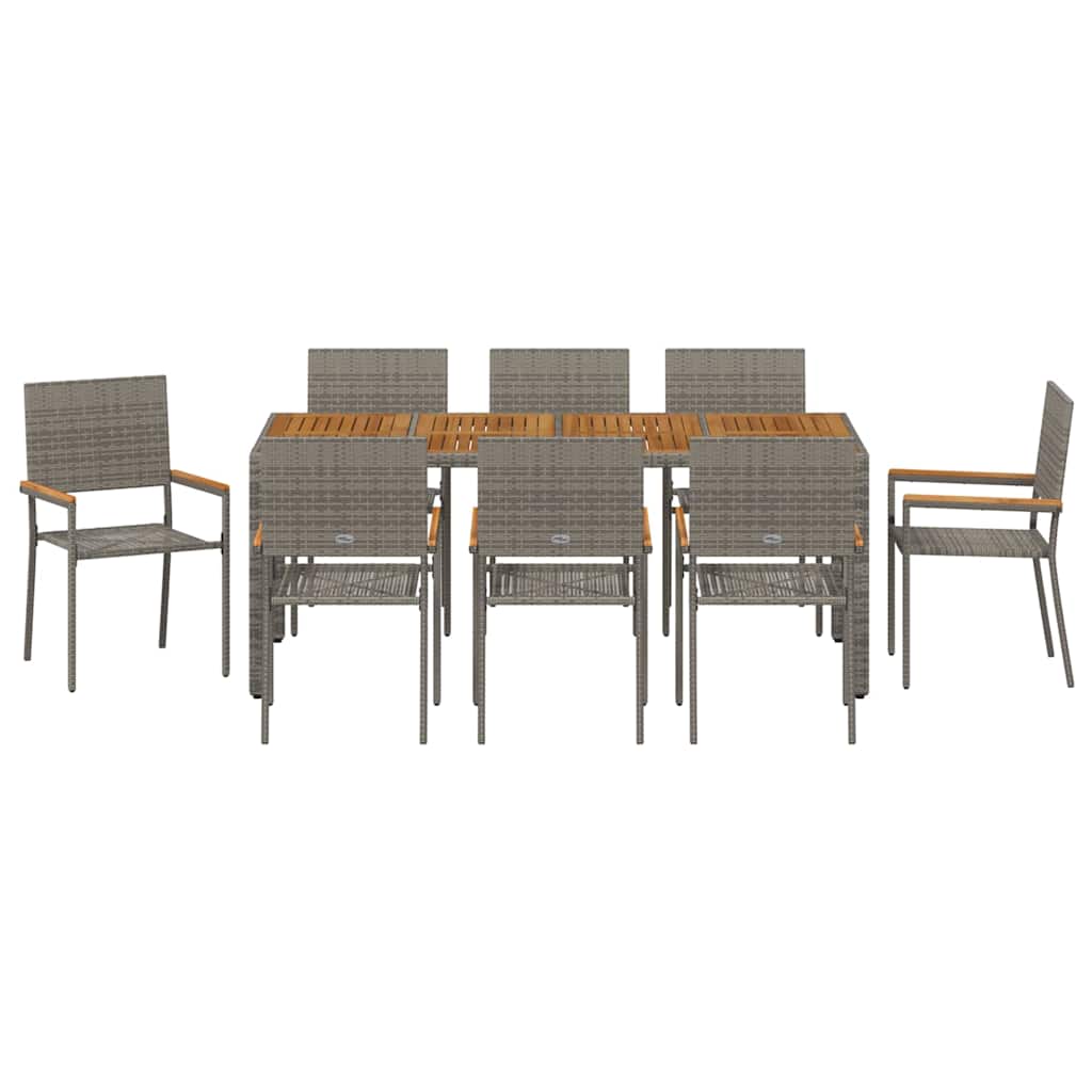 Tuin Eetset 9 Pcs 190 X 90 X 75 Cm Poly Rattan