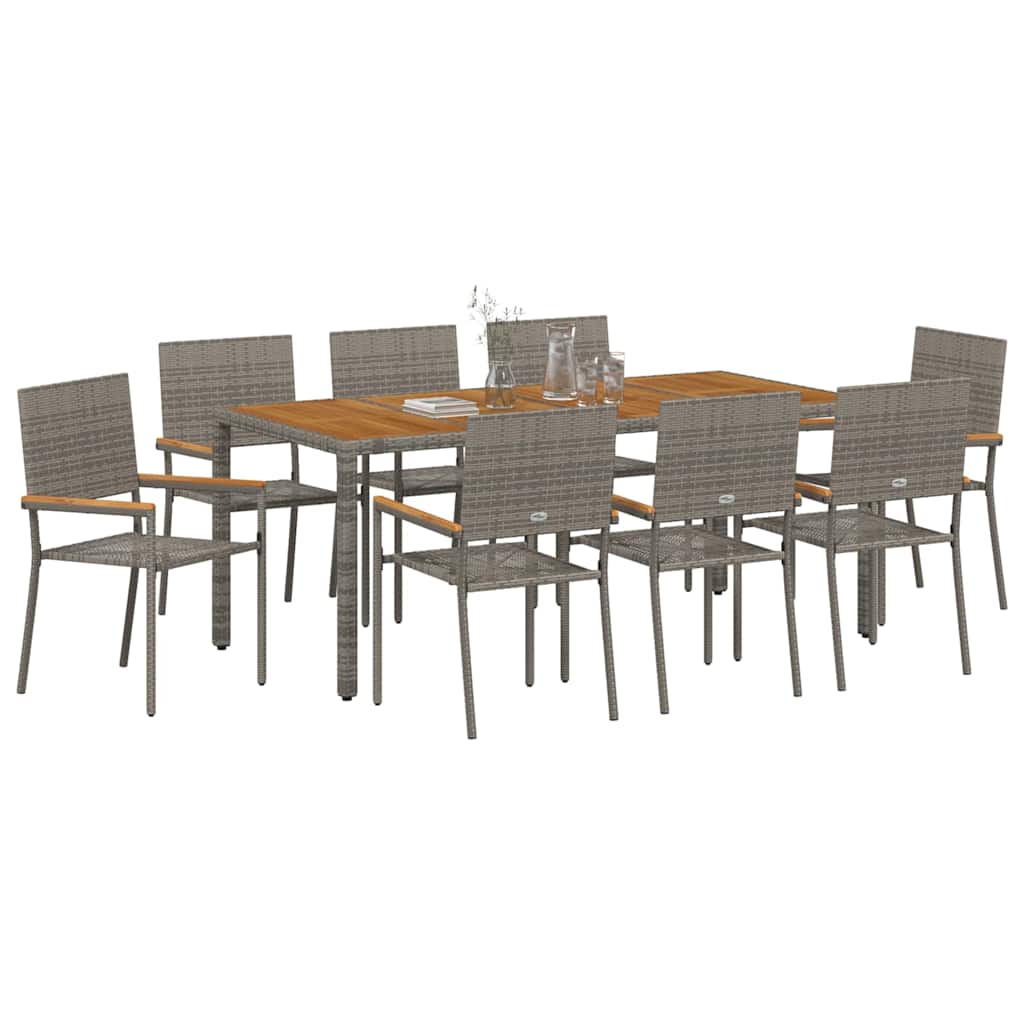 Tuin Eetset 9 Pcs 190 X 90 X 75 Cm Poly Rattan
