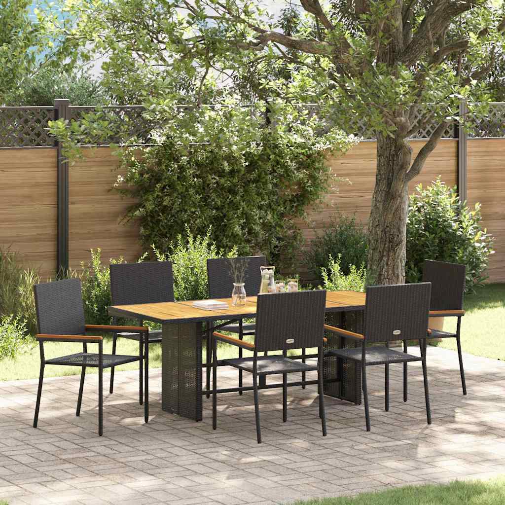 Tuin Eetset 7 Pcs 190 X 80 X 75 Cm Poly Rattan