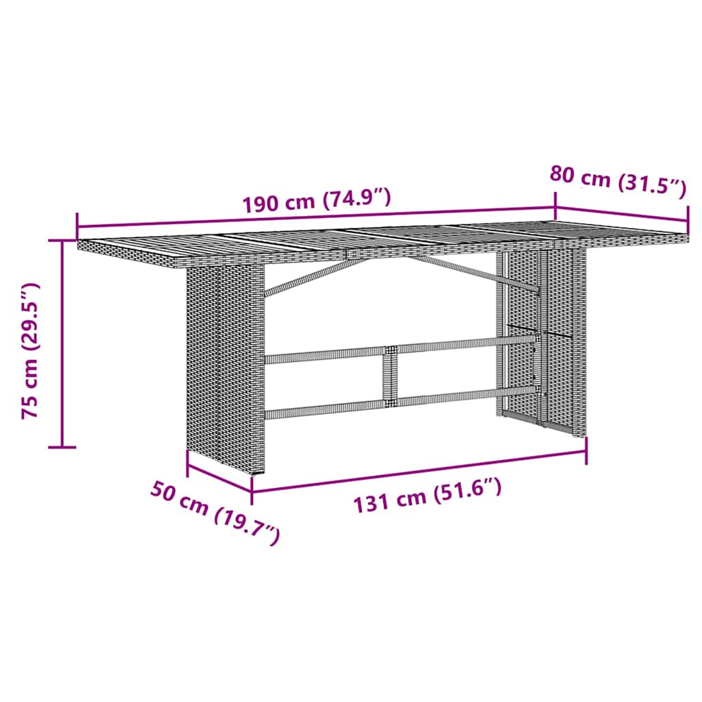 Tuin Eetset 5 Pcs 190 X 80 X 75 Cm Poly Rattan