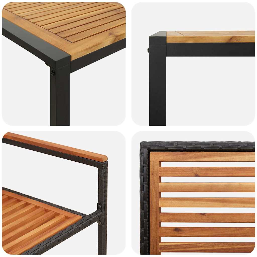 Tuin Eetset 5 Pcs En Hout 140 X 80 X 75 Cm Poly Rattan