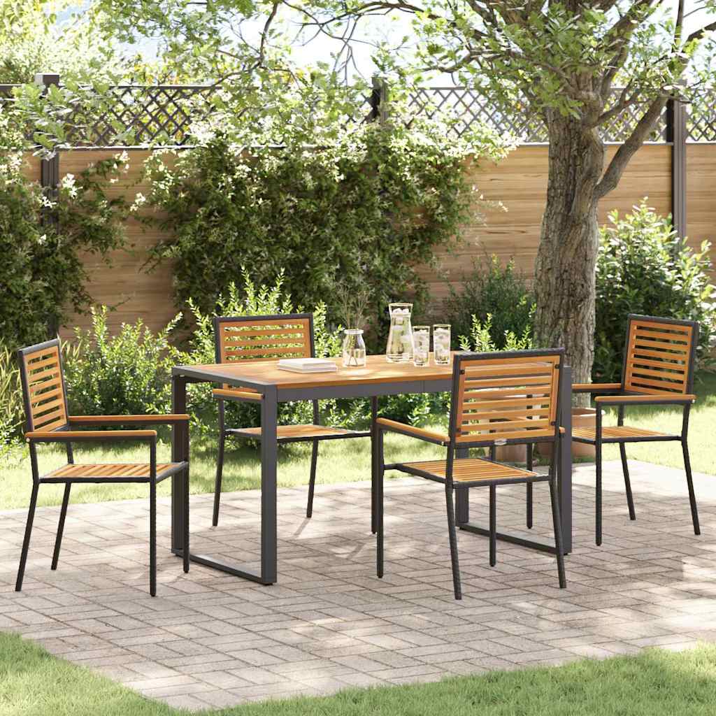Tuin Eetset 5 Pcs En Hout 140 X 80 X 75 Cm Poly Rattan