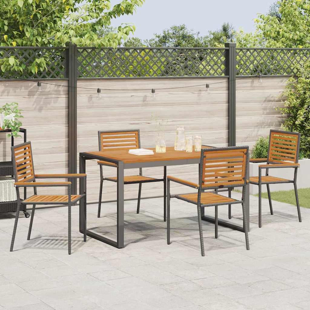 Tuin Eetset 5 Pcs En Hout 140 X 80 X 75 Cm Poly Rattan