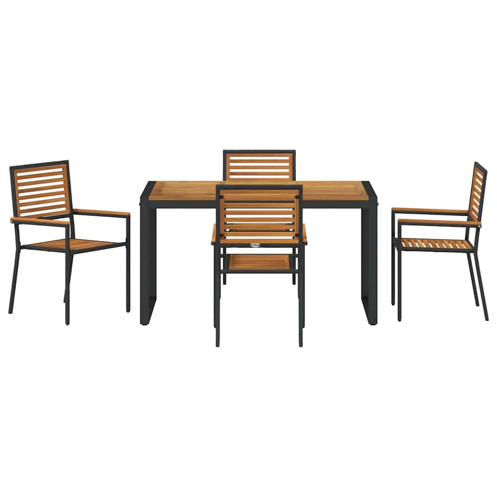 Tuin Eetset 5 Pcs En Hout 140 X 80 X 75 Cm Poly Rattan