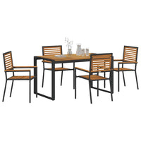 Tuin Eetset 5 Pcs En Hout 140 X 80 X 75 Cm Poly Rattan