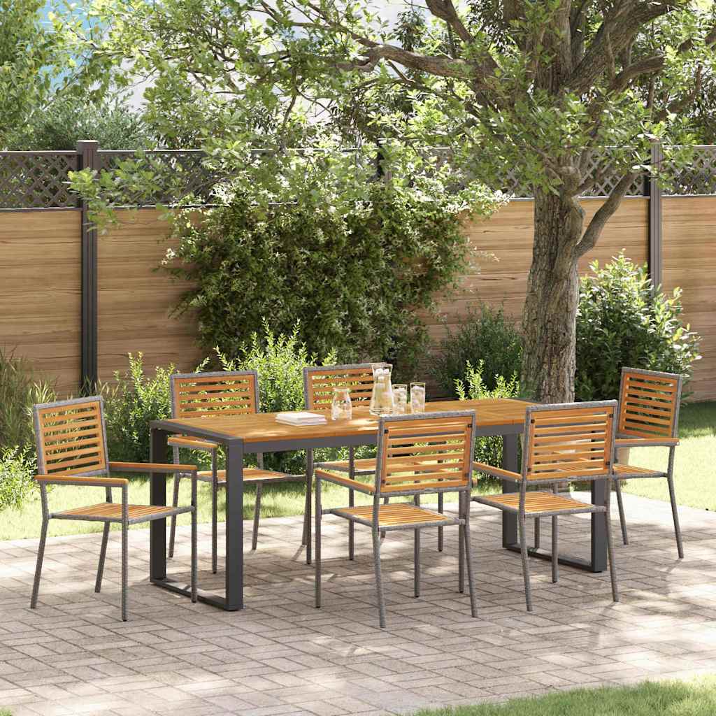 Tuin Eetset 5 Pcs En Hout 140 X 80 X 75 Cm Poly Rattan
