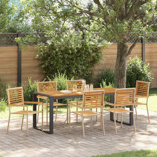 Tuin Eetset 5 Pcs En Hout 140 X 80 X 75 Cm Poly Rattan