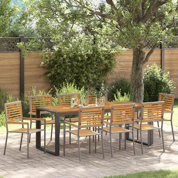 Tuin Eetset 5 Pcs En Hout 140 X 80 X 75 Cm Poly Rattan