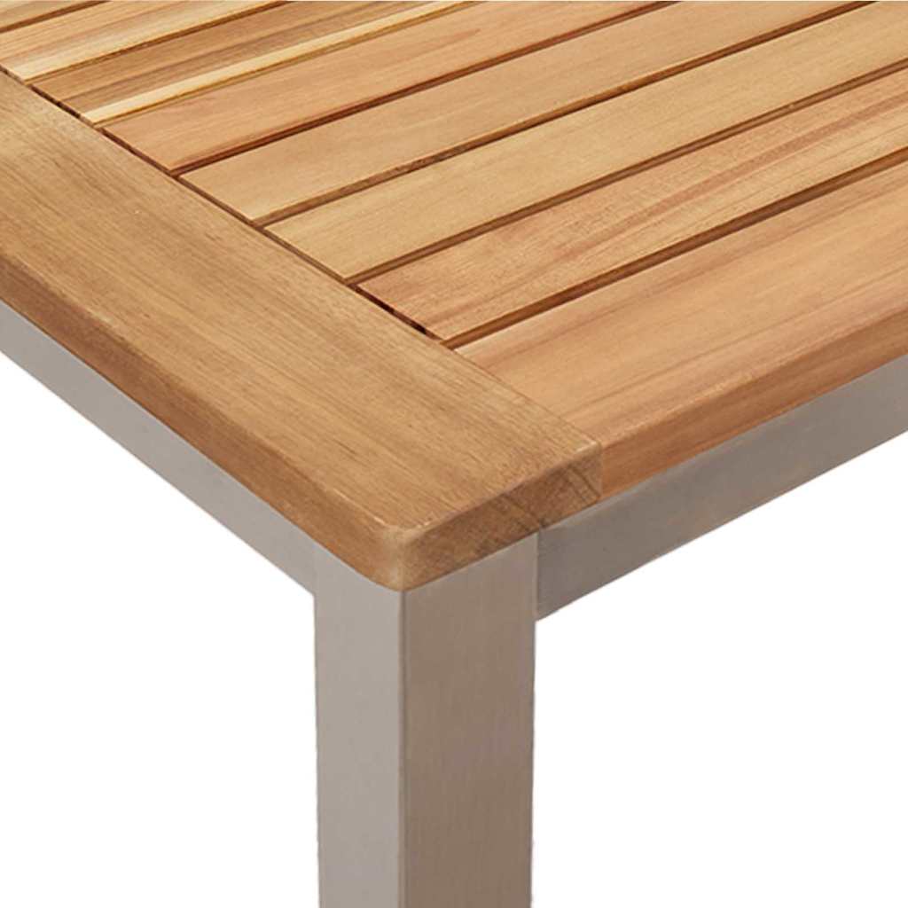 Tuin Eetset 3 Pcs Bruin Massief Acacia Hout & Roestvrij Staal