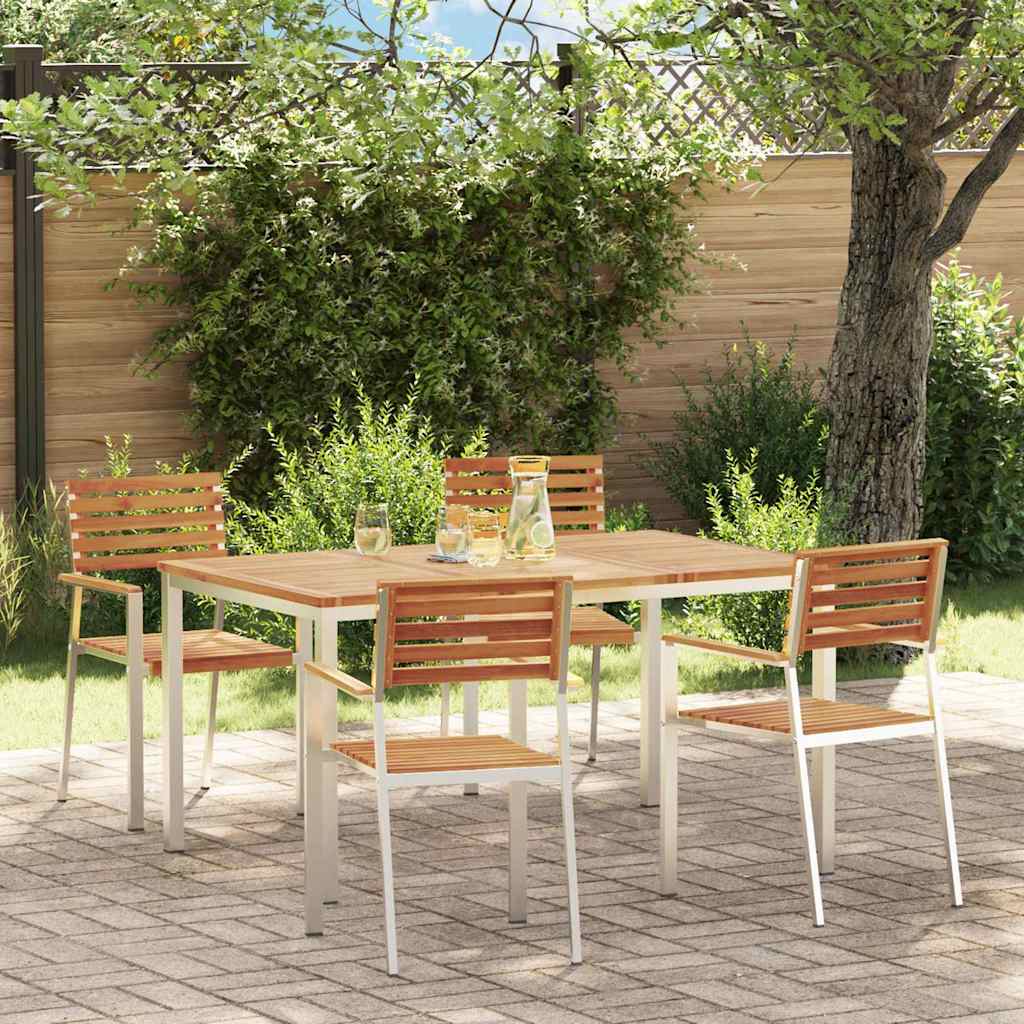 Tuin Eetset 3 Pcs Bruin Massief Acacia Hout & Roestvrij Staal