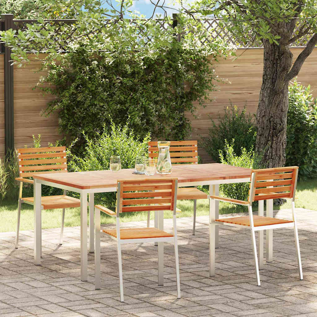 Tuin Eetset 3 Pcs Bruin Massief Acacia Hout & Roestvrij Staal