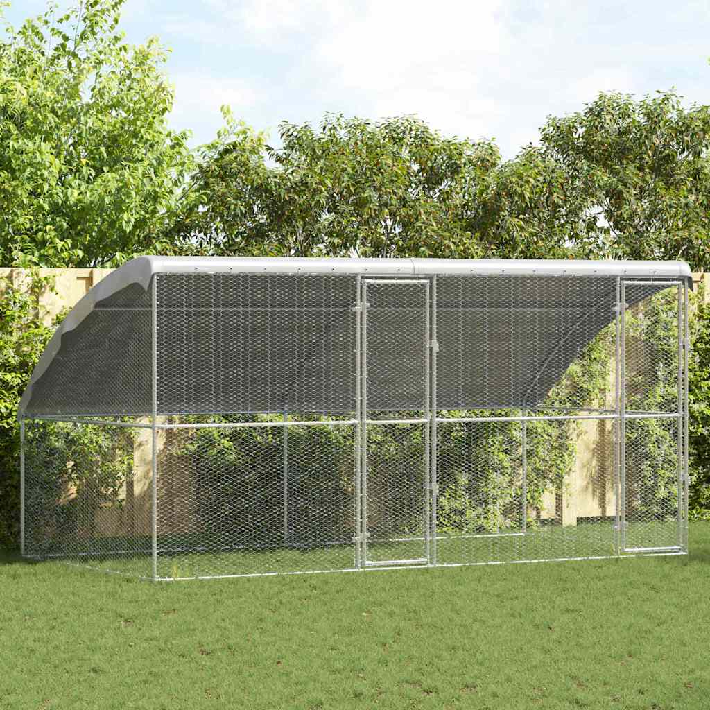 Kippenhok 2 St Zilver 400X200X200Cm