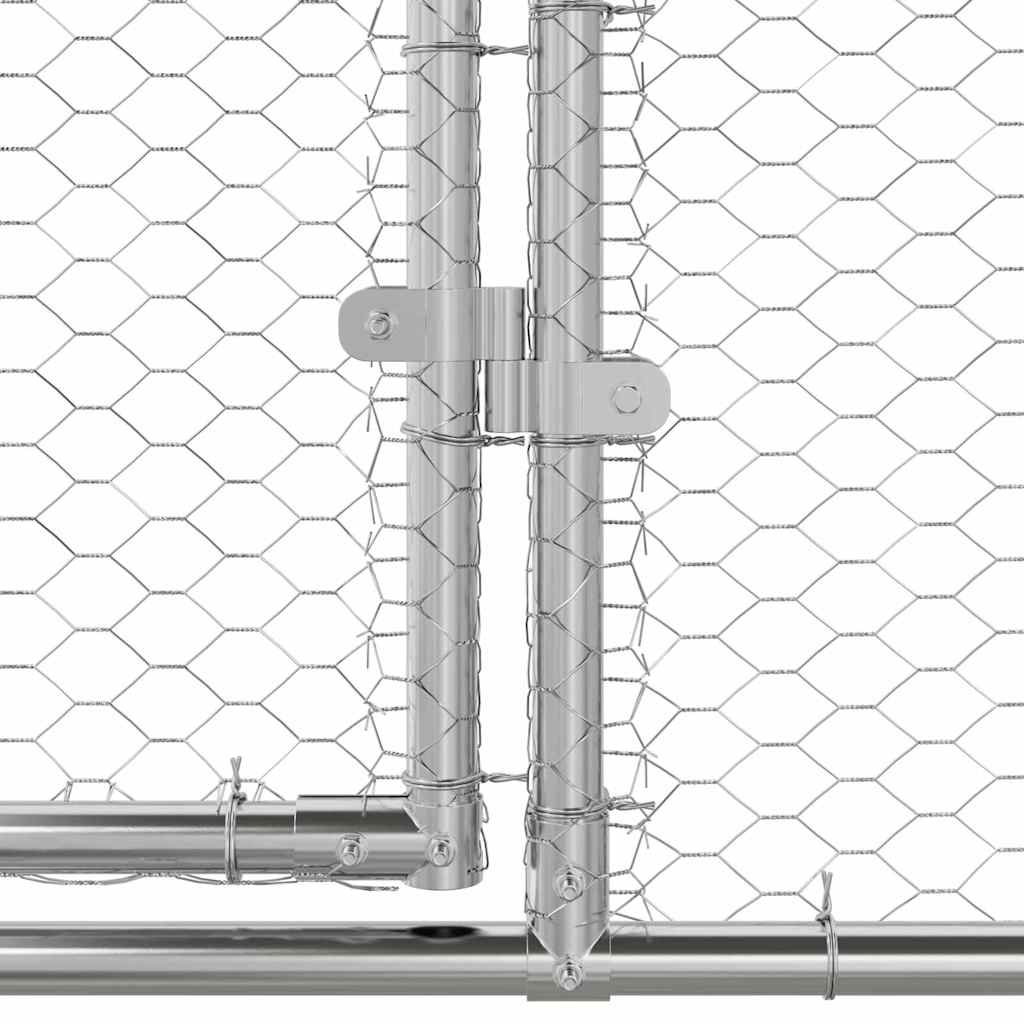 Kippenhok Met 2 St Zilver 400X200X200Cm Staal En Pe
