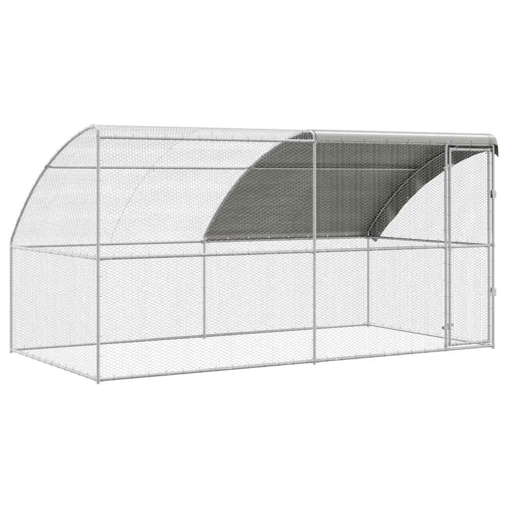 Kippenhok Met 2 St Zilver 400X200X200Cm Staal En Pe