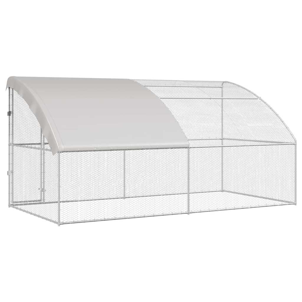 Kippenhok Met 2 St Zilver 400X200X200Cm Staal En Pe