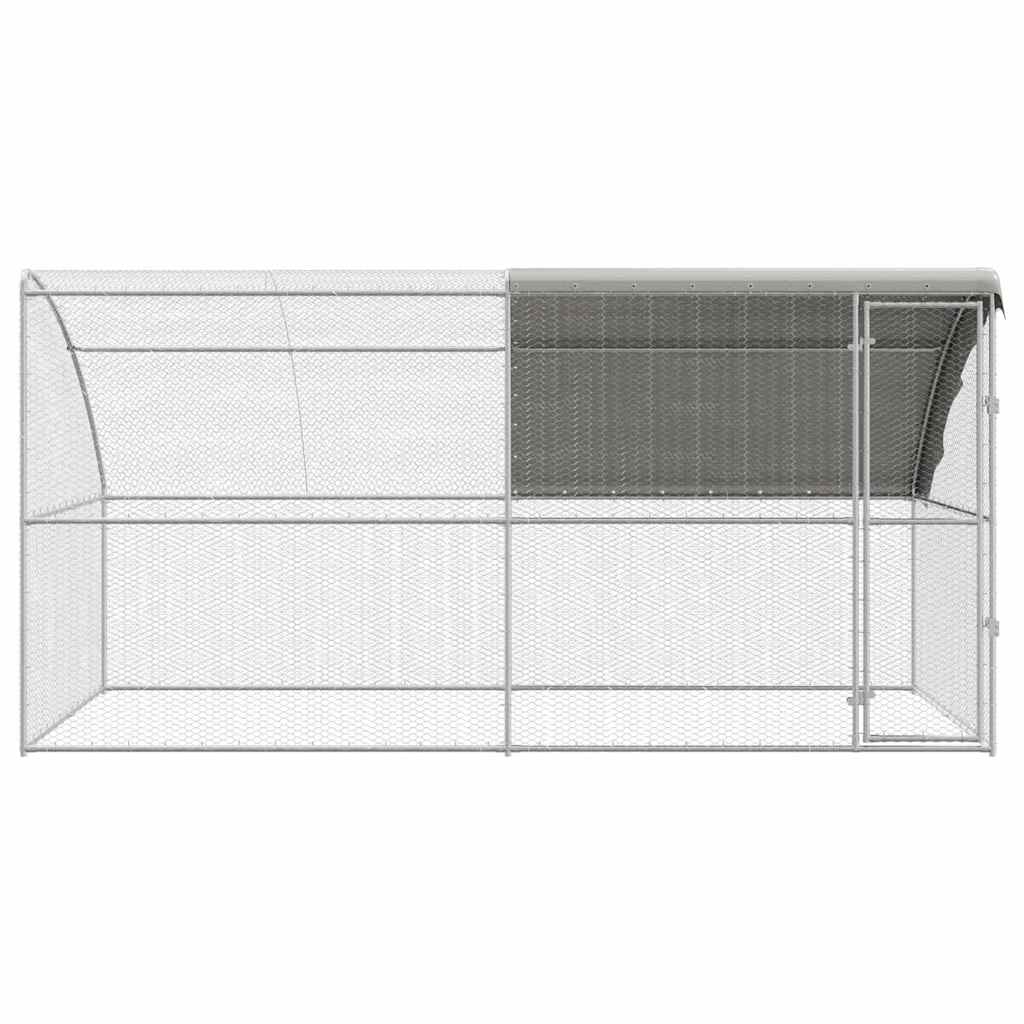 Kippenhok Met 2 St Zilver 400X200X200Cm Staal En Pe