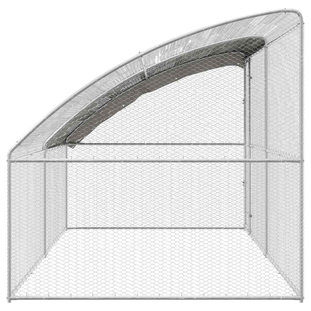 Kippenhok Met 2 St Zilver 400X200X200Cm Staal En Pe