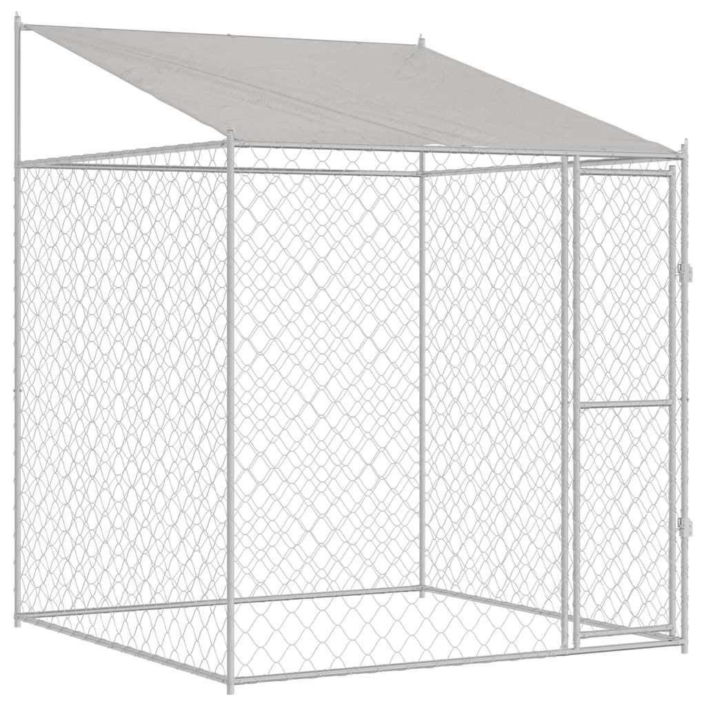 Hondenkooi Met Dak Zilver 200 X 200 X 258 Cm Staal En Pe