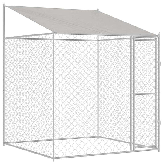 Hondenkooi Met Dak Zilver 200 X 200 X 258 Cm Staal En Pe
