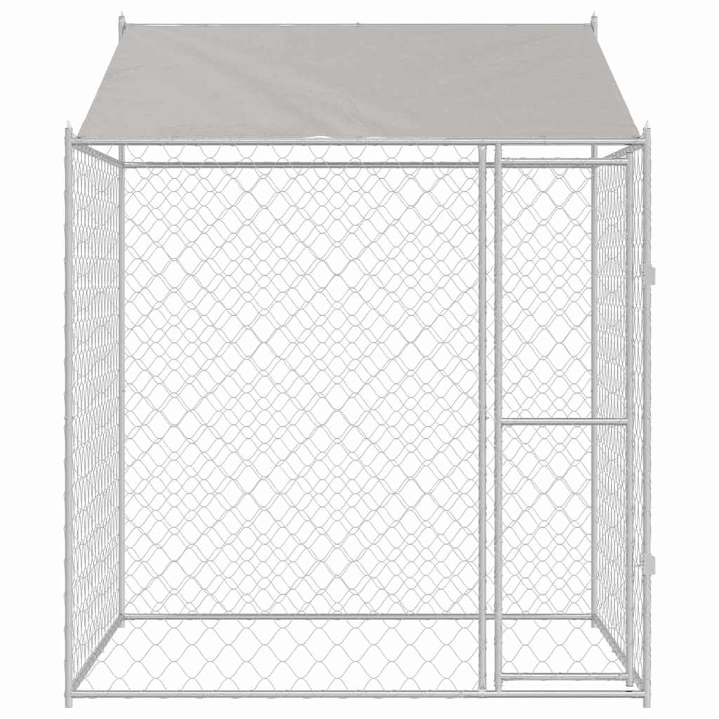 Hondenkooi Met Dak Zilver 200 X 200 X 258 Cm Staal En Pe