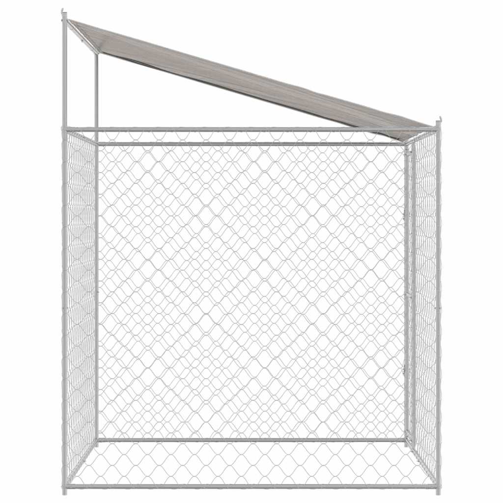 Hondenkooi Met Dak Zilver 200 X 200 X 258 Cm Staal En Pe