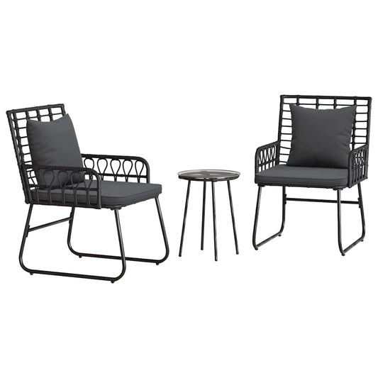 Tuin Eetset 3 Pcs En Anthraciet Poly Riet En Staal